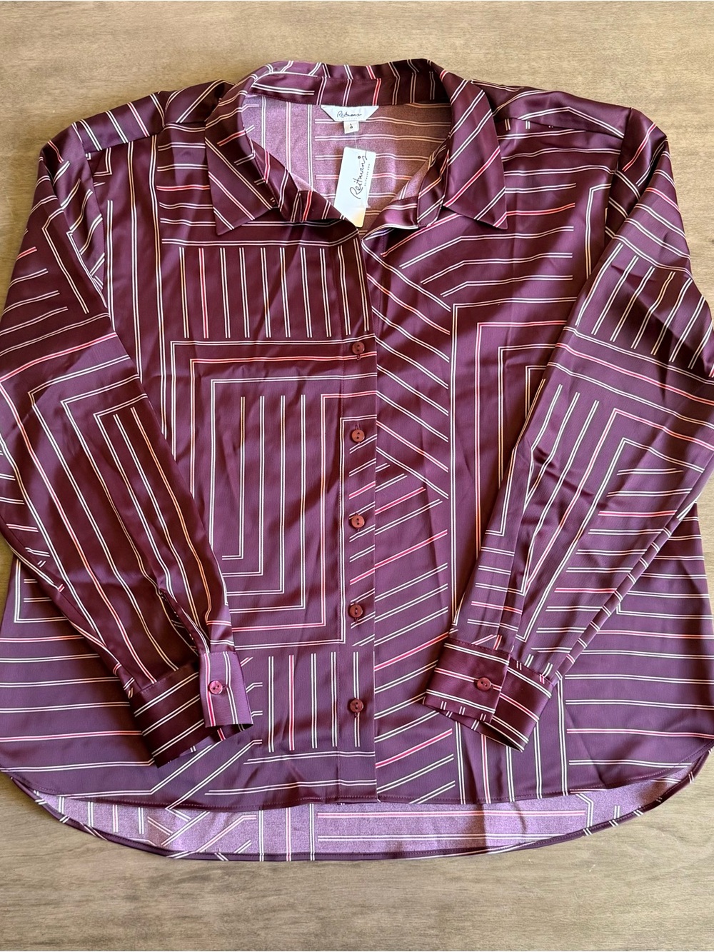 Reitmans Women's Plum Striped Button-Down Blouse